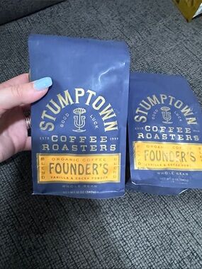 Stumptown Founder's Organic Coffee pack of 3 vanilla and cocoa powder whole bean